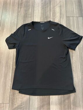 Nike Black Short-Sleeve Dri-FIT Training Tee with White Swoosh